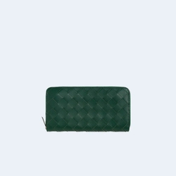 보테가 베네타 인트레치아토 지퍼 어라운드 지갑 그린